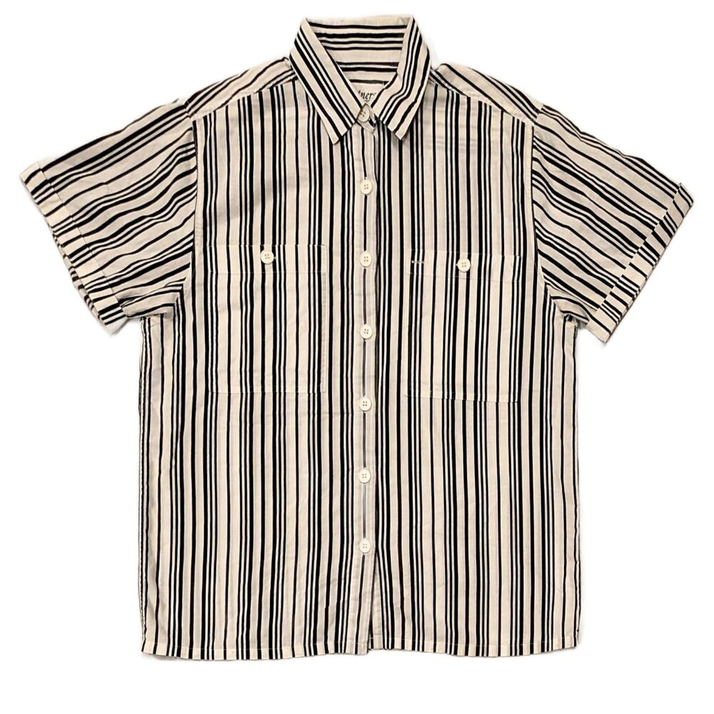 Vintage Partners by Mervyns Striped Short Sleeve Button Down Shirt SZ M
